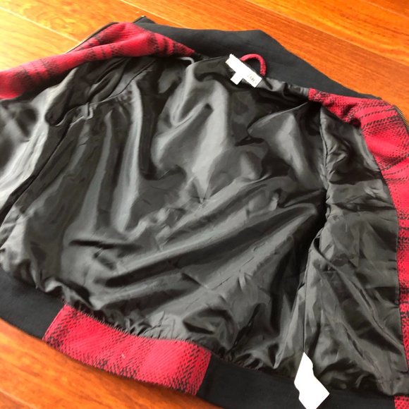 Vans Plaid Flannel Look Red Zip Up Bomber Jacket Size Medium - Picture 3 of 10
